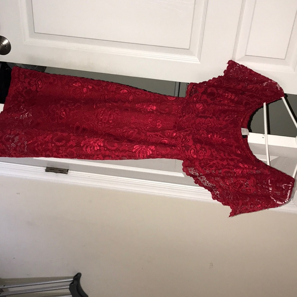 Red off shoulder dress